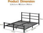 Low Profile Bed Frame with Metal Headboard