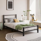 Low Profile Bed Frame with Metal Headboard