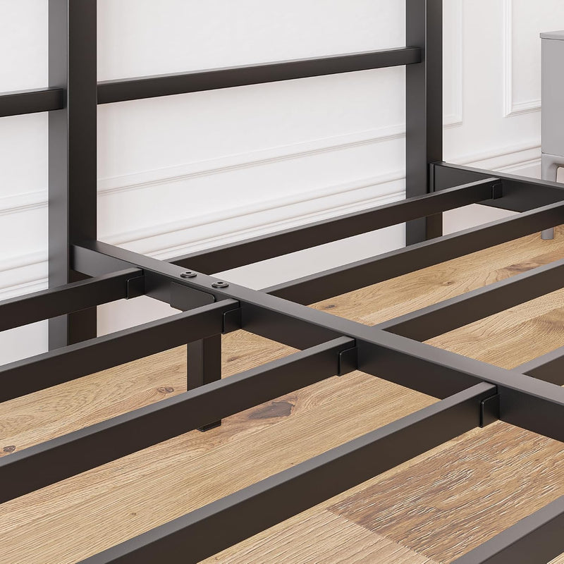 Low Profile Bed Frame with Metal Headboard