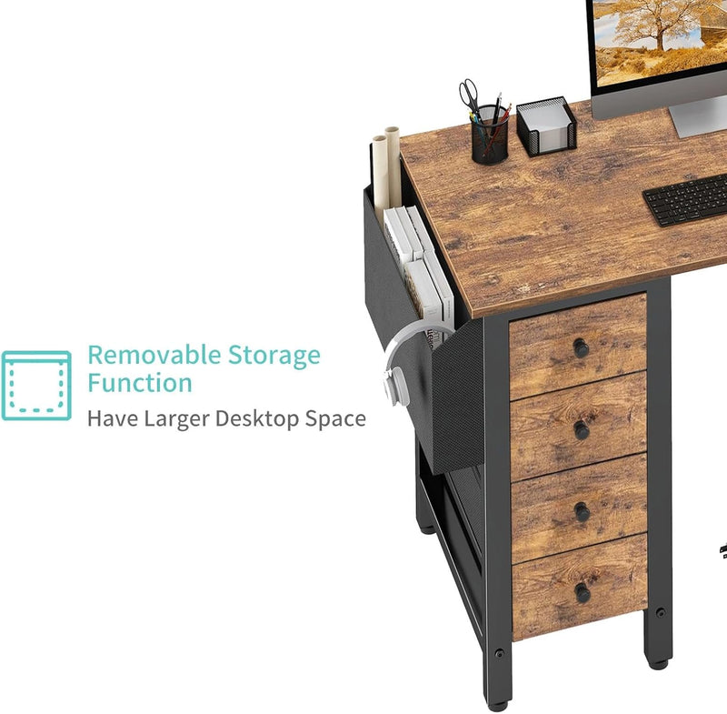 L Shaped Computer Desk with Drawers Storage Shelves