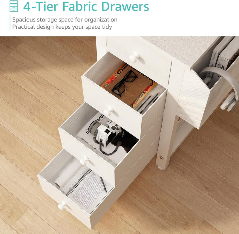 L Shaped Computer Desk with Drawers Storage Shelves