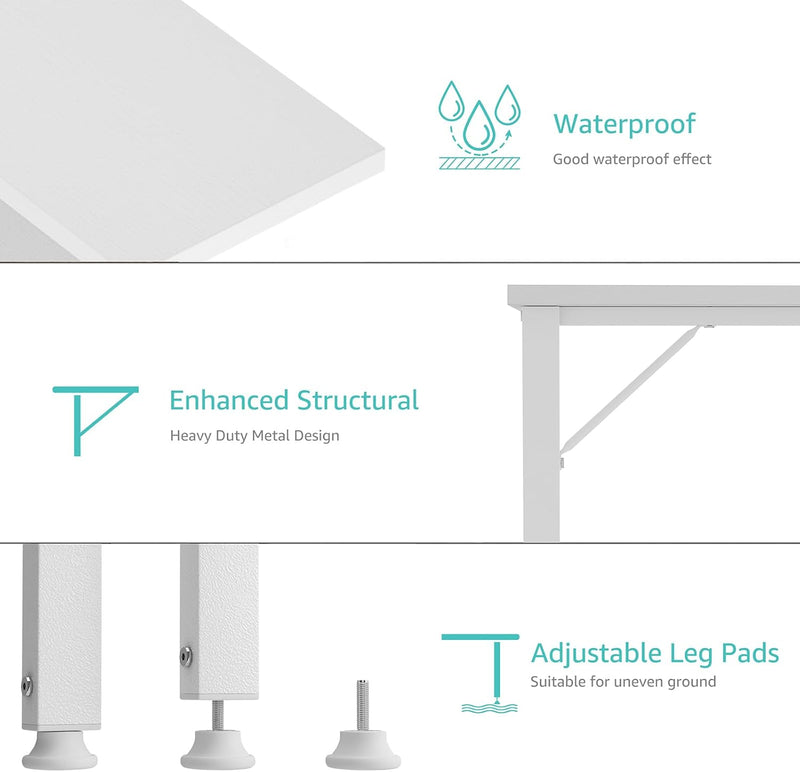 L Shaped Computer Desk with Power Outlet Shelves