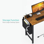 L Shaped Computer Desk with Power Outlet Shelves