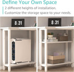 L Shaped Computer Desk with Power Outlet Shelves