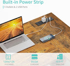L Shaped Computer Desk with Power Outlet Shelves