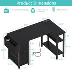 Lufeiya L Shaped Gaming Desk with Drawers Storage