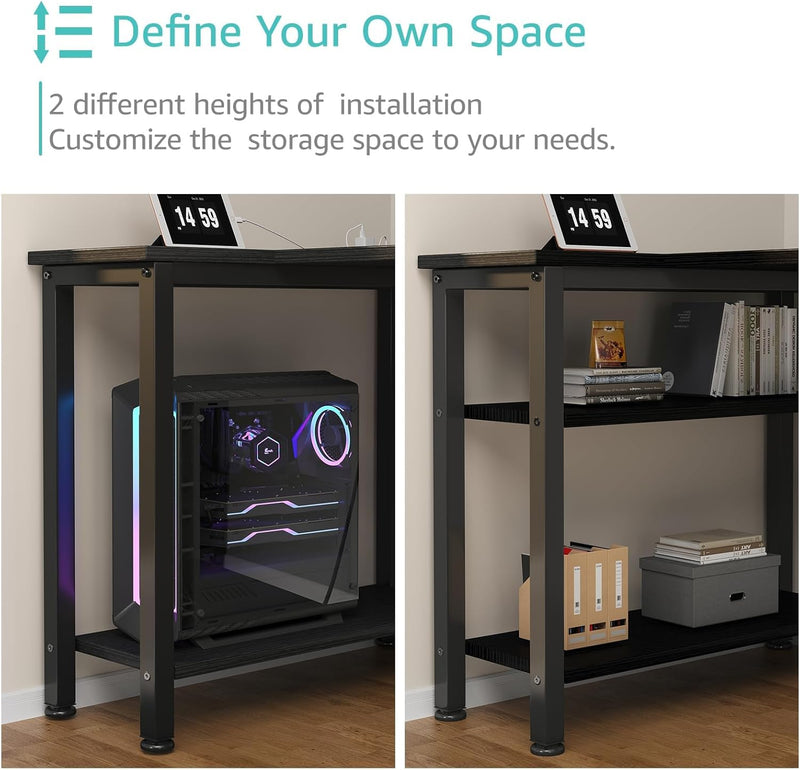 L Shaped Gaming Desk with Drawers Storage Shelves