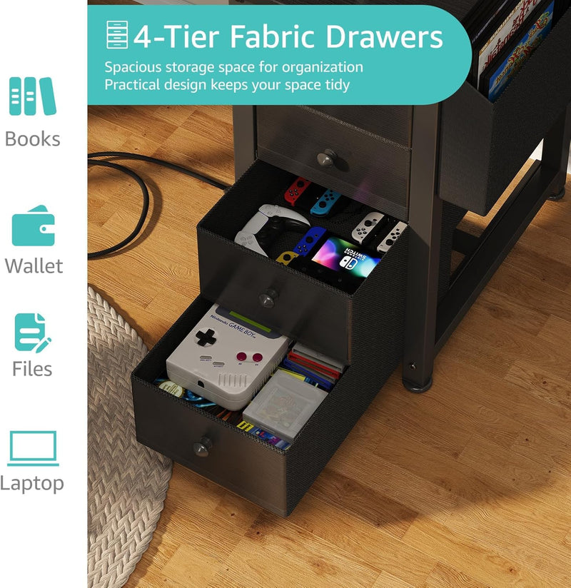 L Shaped Gaming Desk with Drawers Storage Shelves