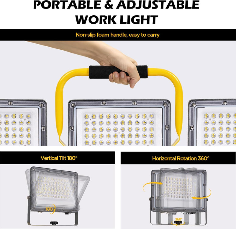 Lumen LED Work Lights with Stand 3 Adjustable