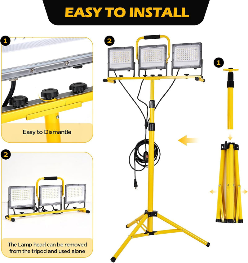 Lumen LED Work Lights with Stand 3 Adjustable