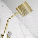 Lunar Brushed Brass Thermostatic Shower with Rigid Riser