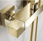 Lunar Brushed Brass Thermostatic Shower with Rigid Riser