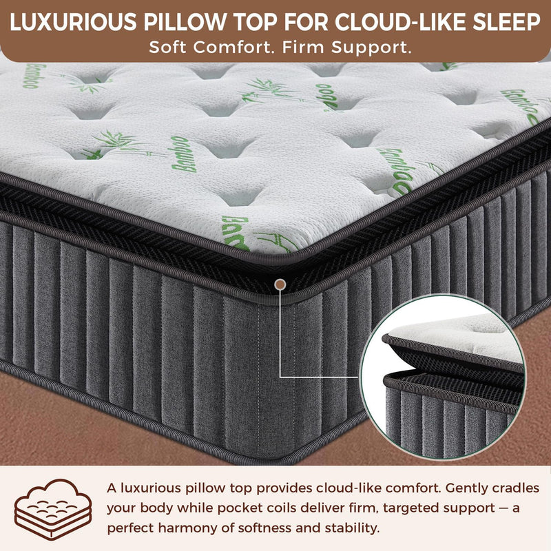 Luxe Pillow Top Mattress Orthopaedic Hybrid 7-Zone Pocket