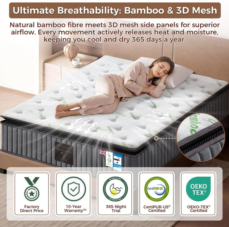 Luxe Pillow Top Mattress Orthopaedic Hybrid 7-Zone Pocket