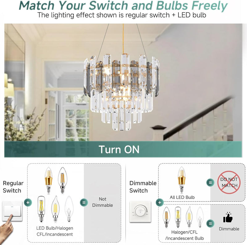 Luxury Crystal Modern Chandelier Round Pendant Light