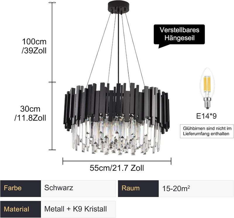 Luxury E14 Crystal Chandelier 2 in 1 Chandeliers