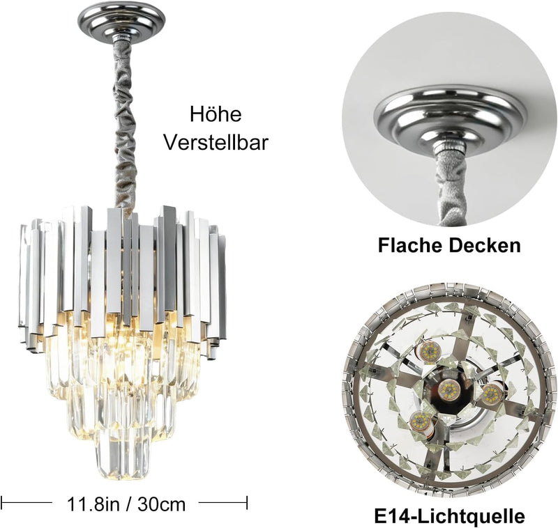 Luxury E14 Crystal Chandelier 2 in 1 Chandeliers