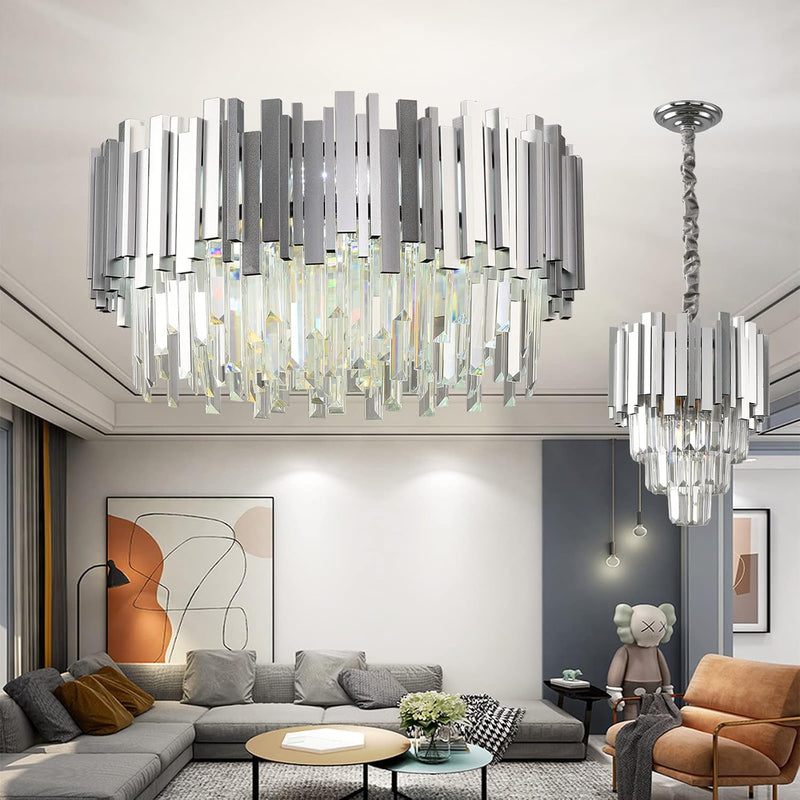 Luxury E14 Crystal Chandelier 2 in 1 Chandeliers