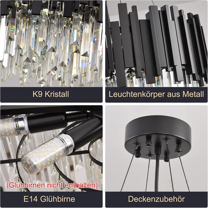 Luxury E14 Crystal Chandelier 2 in 1 Chandeliers