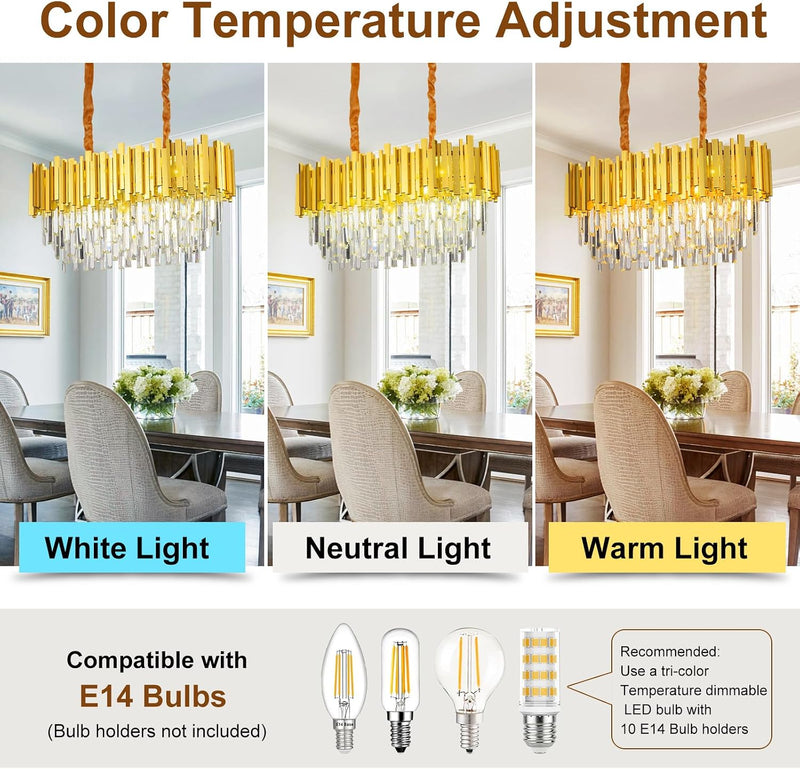 Luxury E14 Crystal Chandelier 2 in 1 Chandeliers