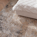Luxury Greige Art Deco Hallway Runner Rug Neutral
