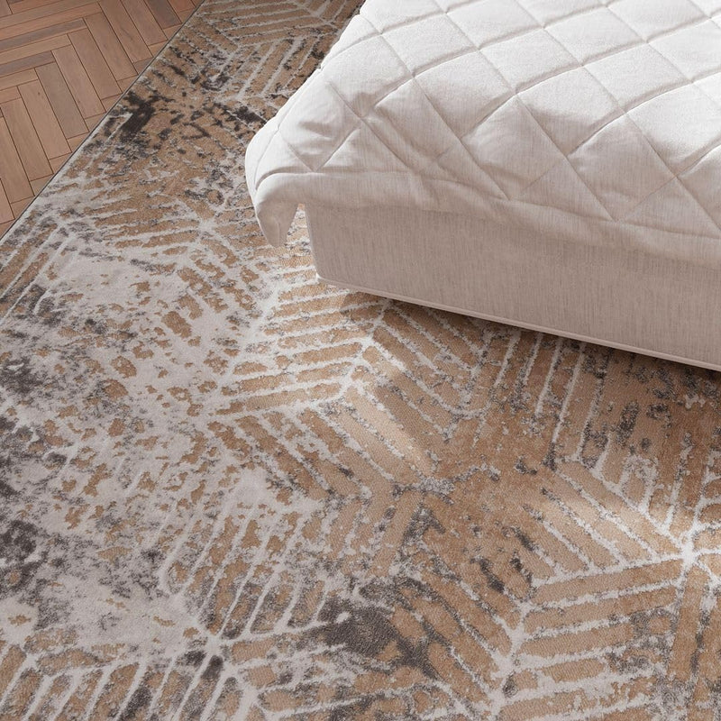 Luxury Greige Art Deco Hallway Runner Rug Neutral
