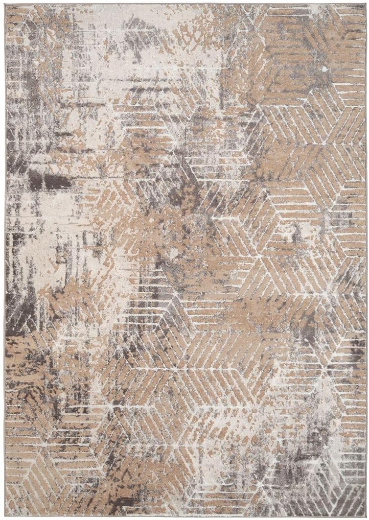 Luxury Greige Art Deco Hallway Runner Rug Neutral