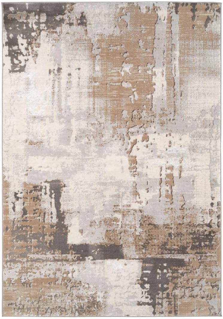 Luxury Greige Painterly Living Room Area Rug Neutral