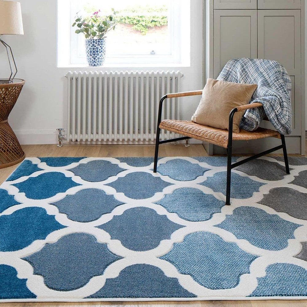 Luxury Hand Carved Geometric Carpet Rug Thick Striped