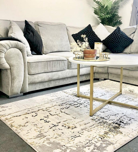 Luxury Large Abstract Living Room Area Rug Metallic