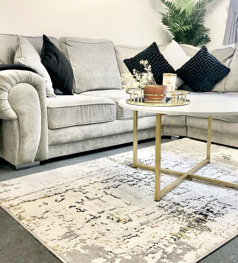 Luxury Large Abstract Living Room Area Rug Metallic
