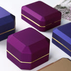 Luxury Ring Box Square Velvet Wedding Case Jewelry