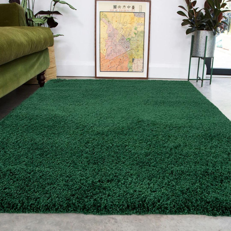 Luxury Thick Pile Emerald Shaggy Living Room Area