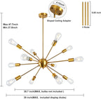 Lynpon Sputnik Chandelier Modern Brass Pendant Ceiling Light