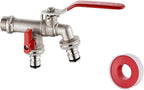 M22203 Double Garden Tap Brass with Connector