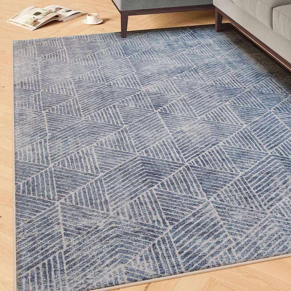 Washable Geometric Cotton Large Rugs Modern Stain Resistant