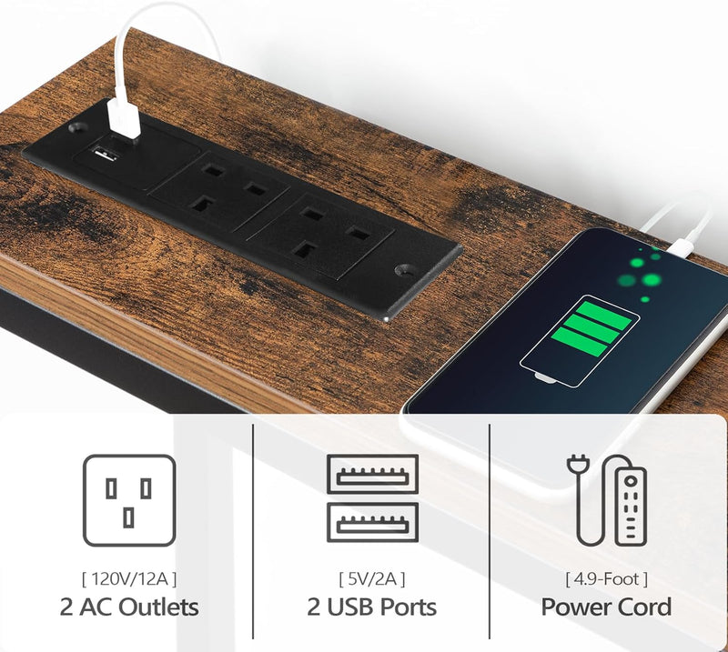 Console Table with Power Outlets 160CM Narrow