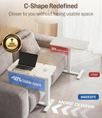 Maidesite Fit Dual Overbed Table with Wheels C-Shape