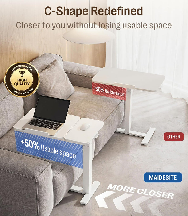 Fit Dual Overbed Table with Wheels C-Shape Height