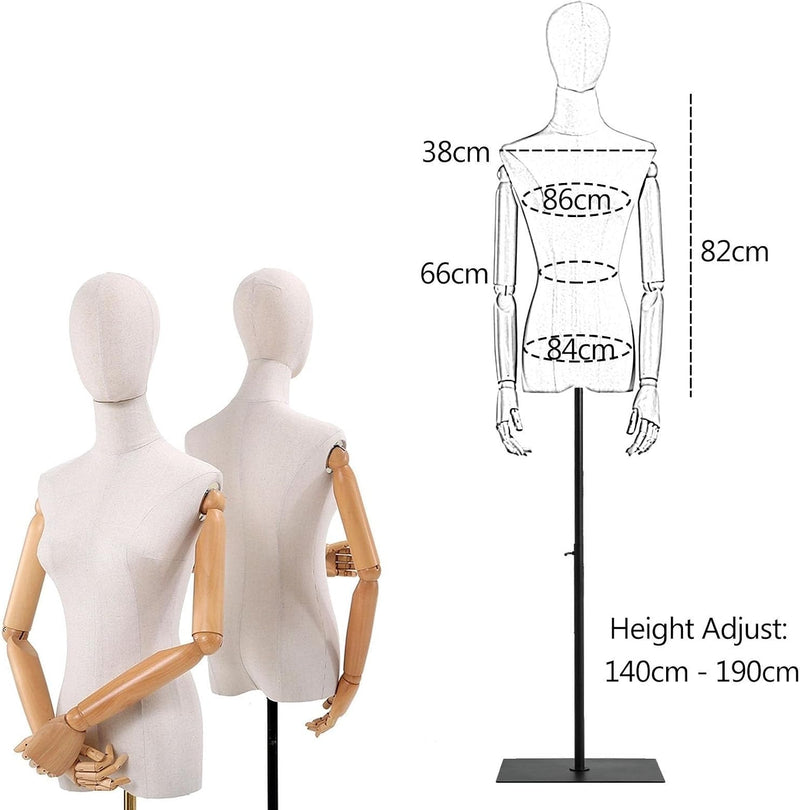 Mannequin Body Female Tailors Dummy Torso with Wooden