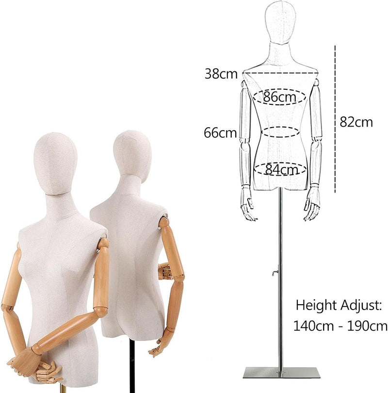 Mannequin Body Female Tailors Dummy Torso with Wooden
