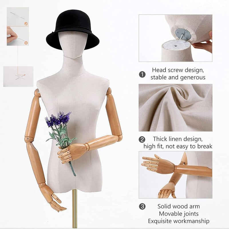 Mannequin Body Female Tailors Dummy Torso with Wooden