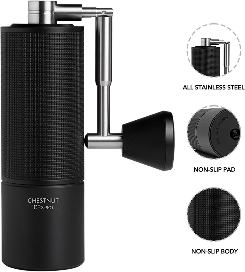 Manual Stainless Steel Coffee Bean Grinder with Foldable