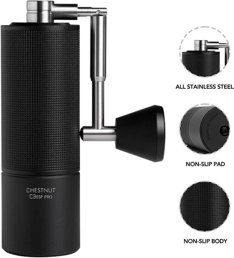 Manual Stainless Steel Coffee Bean Grinder with Foldable