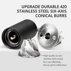 Manual Stainless Steel Coffee Bean Grinder with Foldable