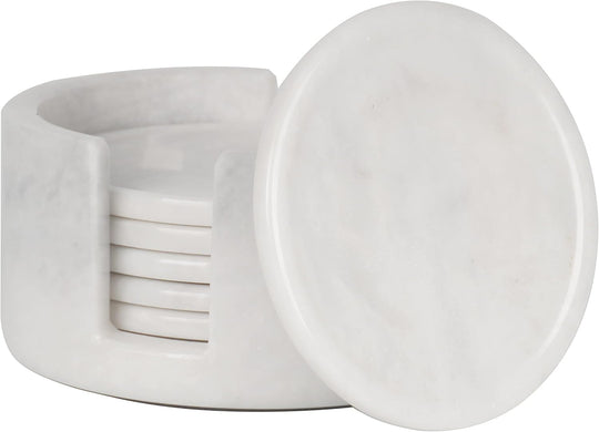 Marble Coasters for Drinks 3.5 Inch Round (Set of 6)