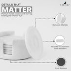 Marble Coasters for Drinks 3.5 Inch Round (Set of 6)