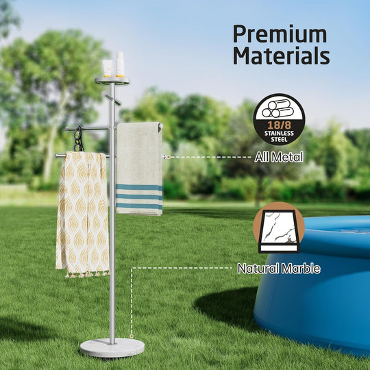 Natural Marble Free Standing Towel Rail 150CM Tall