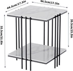 Marble Top Side Table : 2 Tier Square