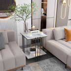 Marble Top Side Table : 2 Tier Square